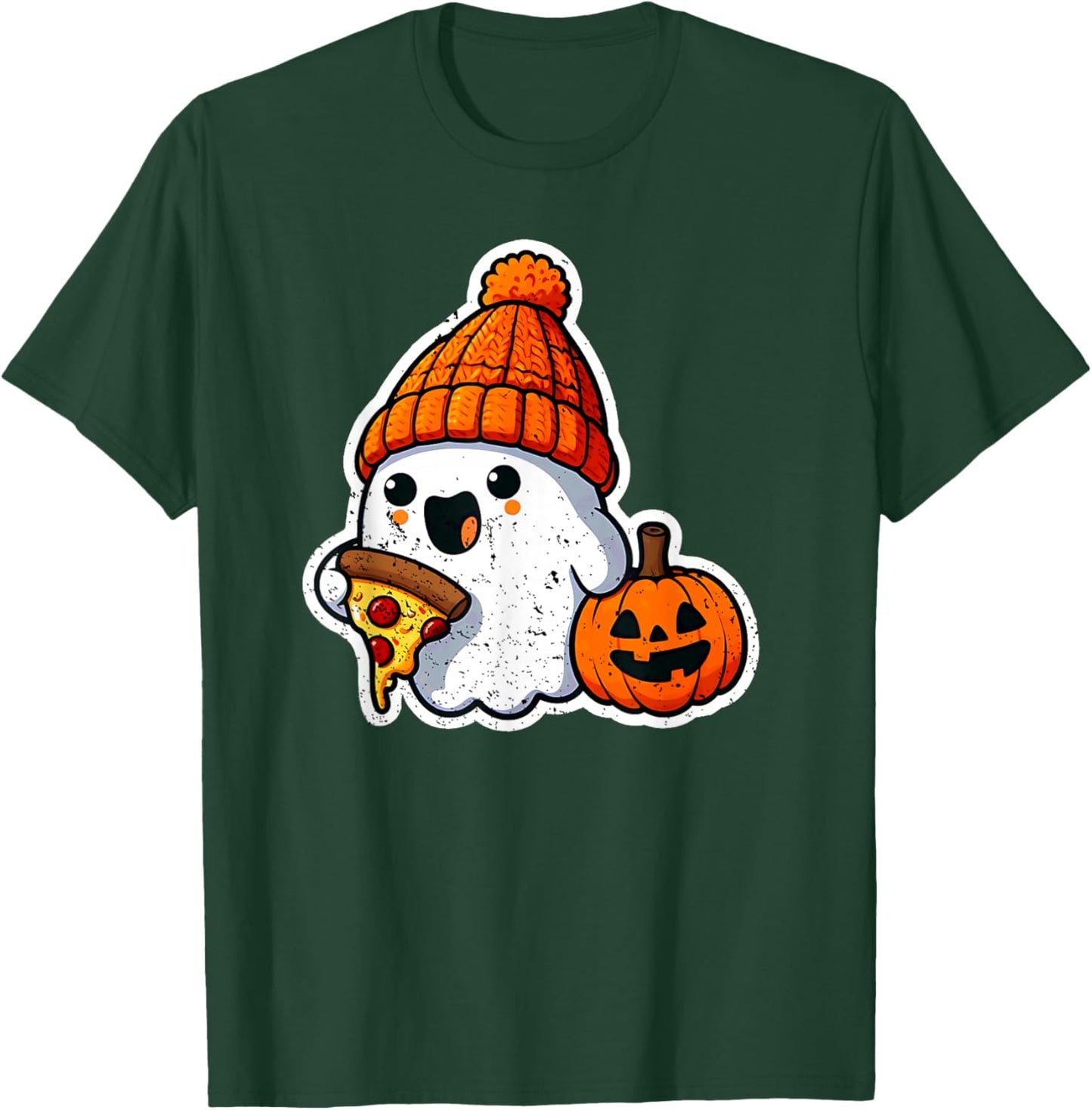 Halloween Ghost Pizza Foodie Cute Costume Girl Kids Women T-Shirt - T-Shirt | Forest