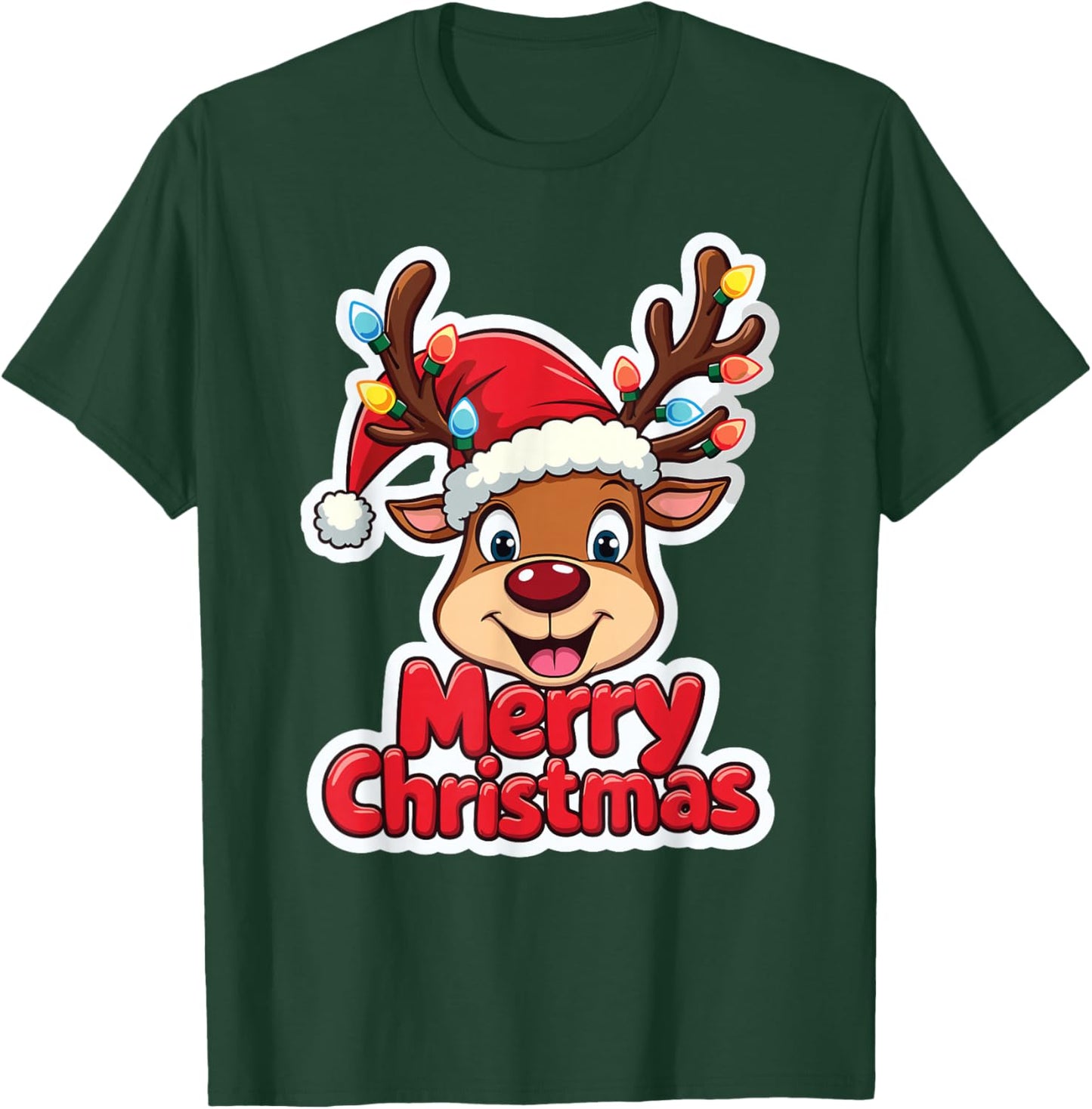 Merry Christmas Reindeer Xmas Family Winter Joy T-Shirt - T-Shirt | Forest