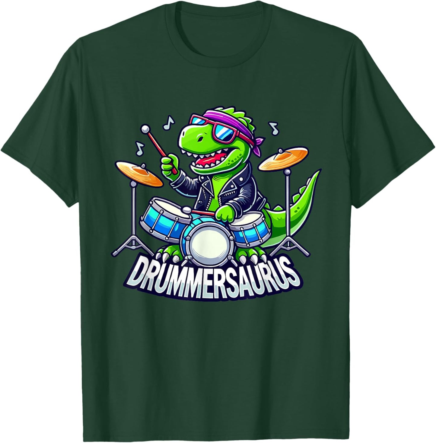 Drummer Drums | Drummersaurus, Funny Dinosaur, Boy, Musician T-Shirt - T-Shirt | Forest