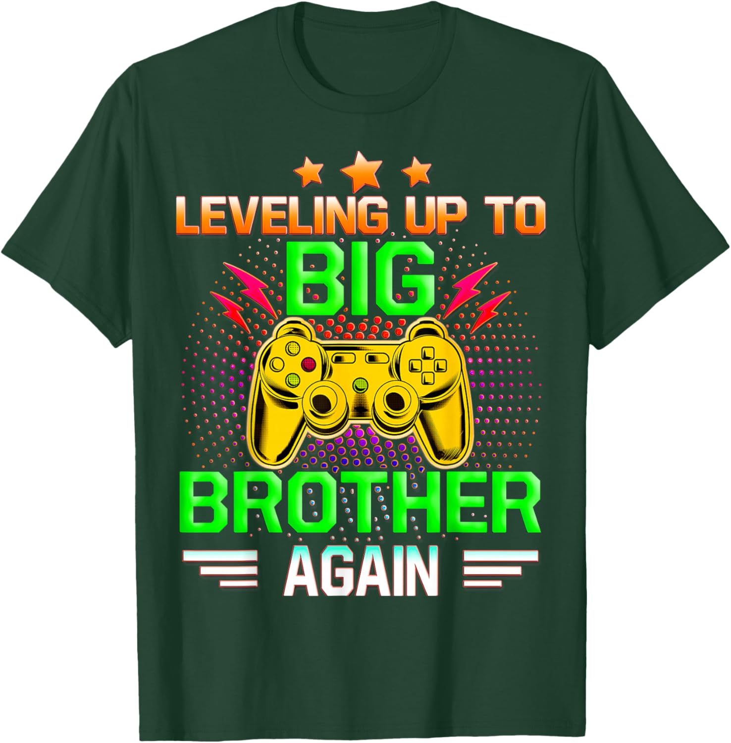 Funny Leveling Up To Big Brother Again Big Bro Gaming Gifts T-Shirt - T-Shirt | Forest