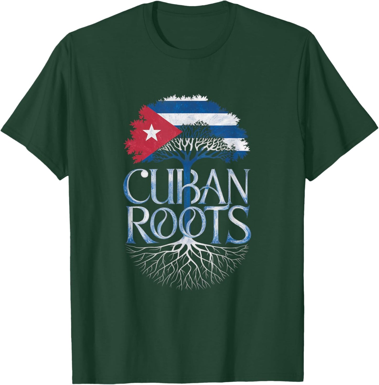Cuban Roots - Cuba Flag Colors Family Tree Souvenir T-Shirt - T-Shirt | Forest