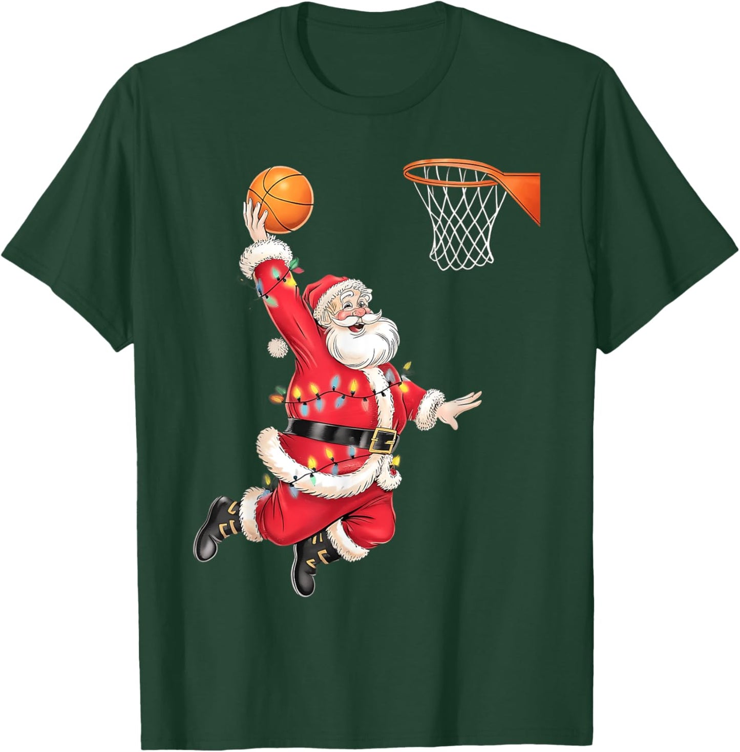 Funny Santa Claus Playing Basketball Merry Christmas Boys T-Shirt - T-Shirt | Forest