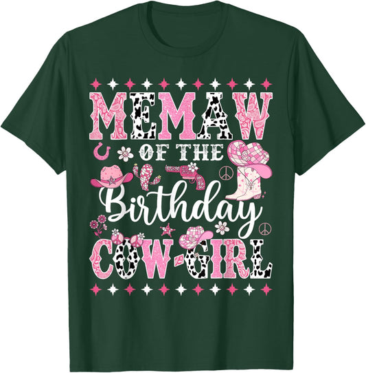 Memaw Of The Birthday CowGirl Rodeo CowGirl Birthday T-Shirt - T-Shirt | Forest