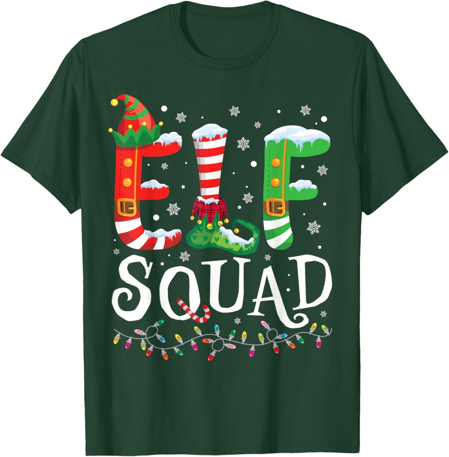 Elf Squad Funny Christmas Family Pajamas T-Shirt - T-Shirt | Forest