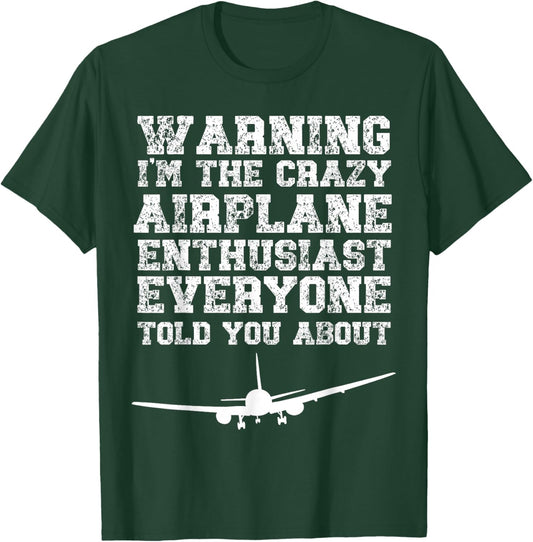 Airplane Enthusiast Men Pilot Plane Funny Aviation For Kids T-Shirt - T-Shirt | Forest