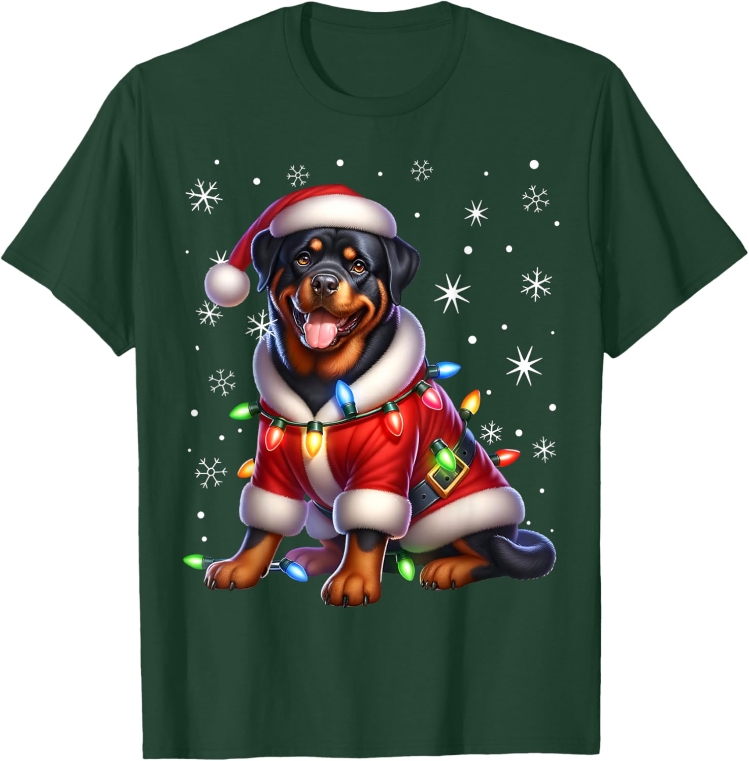 Rottweiler Santa Claus Rottweiler Costume Rottweiler Xmas T-Shirt - T-Shirt | Forest