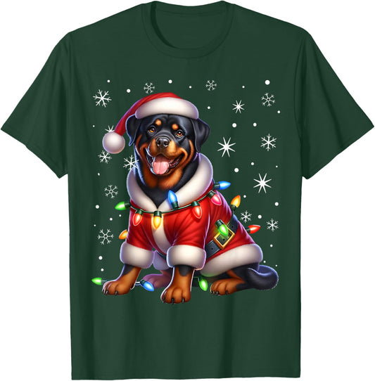 Rottweiler Santa Claus Rottweiler Costume Rottweiler Xmas T-Shirt - T-Shirt | Forest