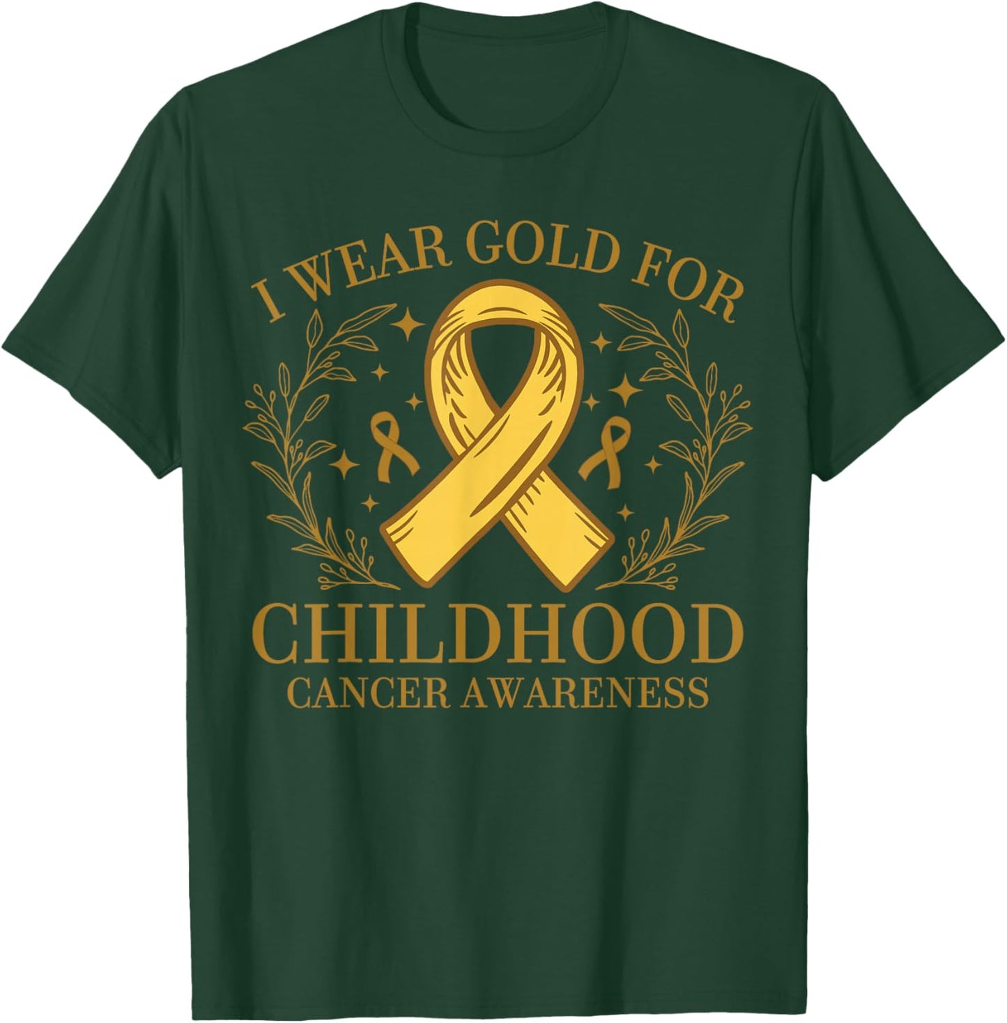 Yellow Support Ribbon For Childhood Cancer Awareness T-Shirt - T-Shirt | Forest