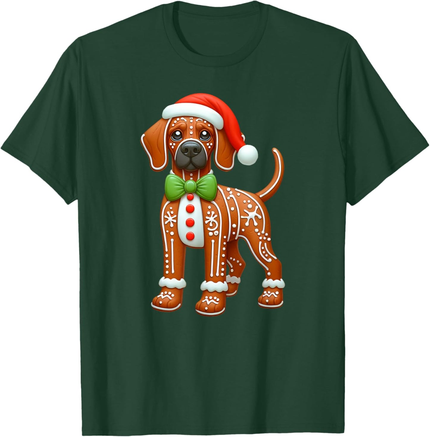 Gingerbread Man Rhodesian Ridgeback Christmas T-Shirt - T-Shirt | Forest