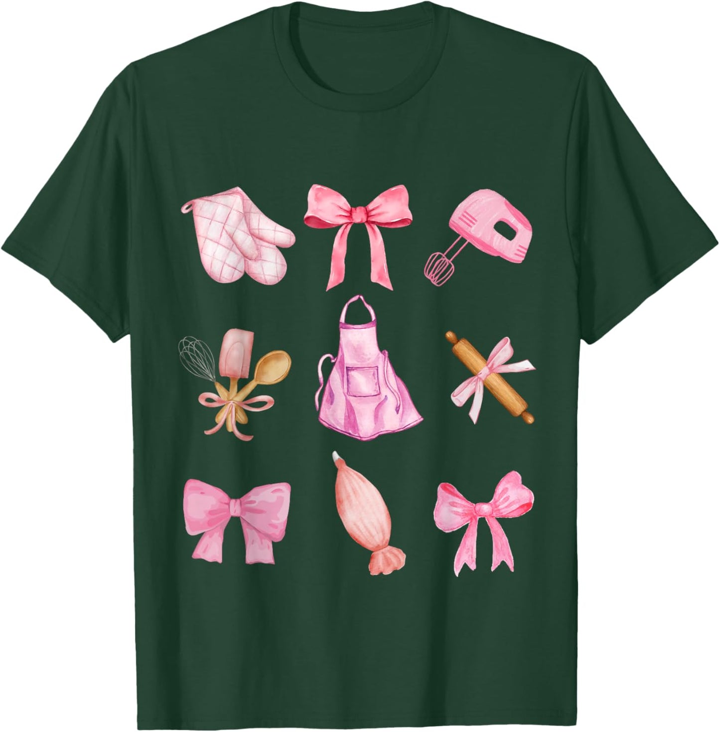 Cute Baking Pink Bow Y2k aesthetic Pink Coquette Girly Baker T-Shirt - T-Shirt | Forest