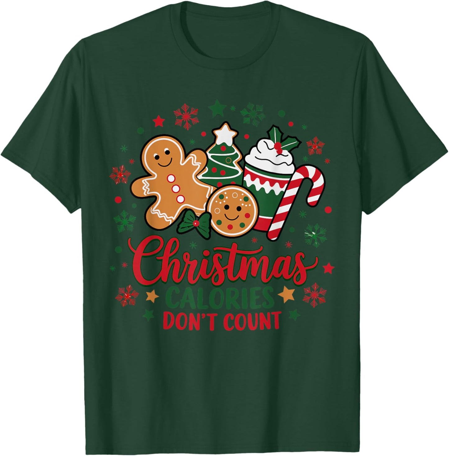 Christmas Calories Don't Count Funny Food Lovers Retro T-Shirt - T-Shirt | Forest