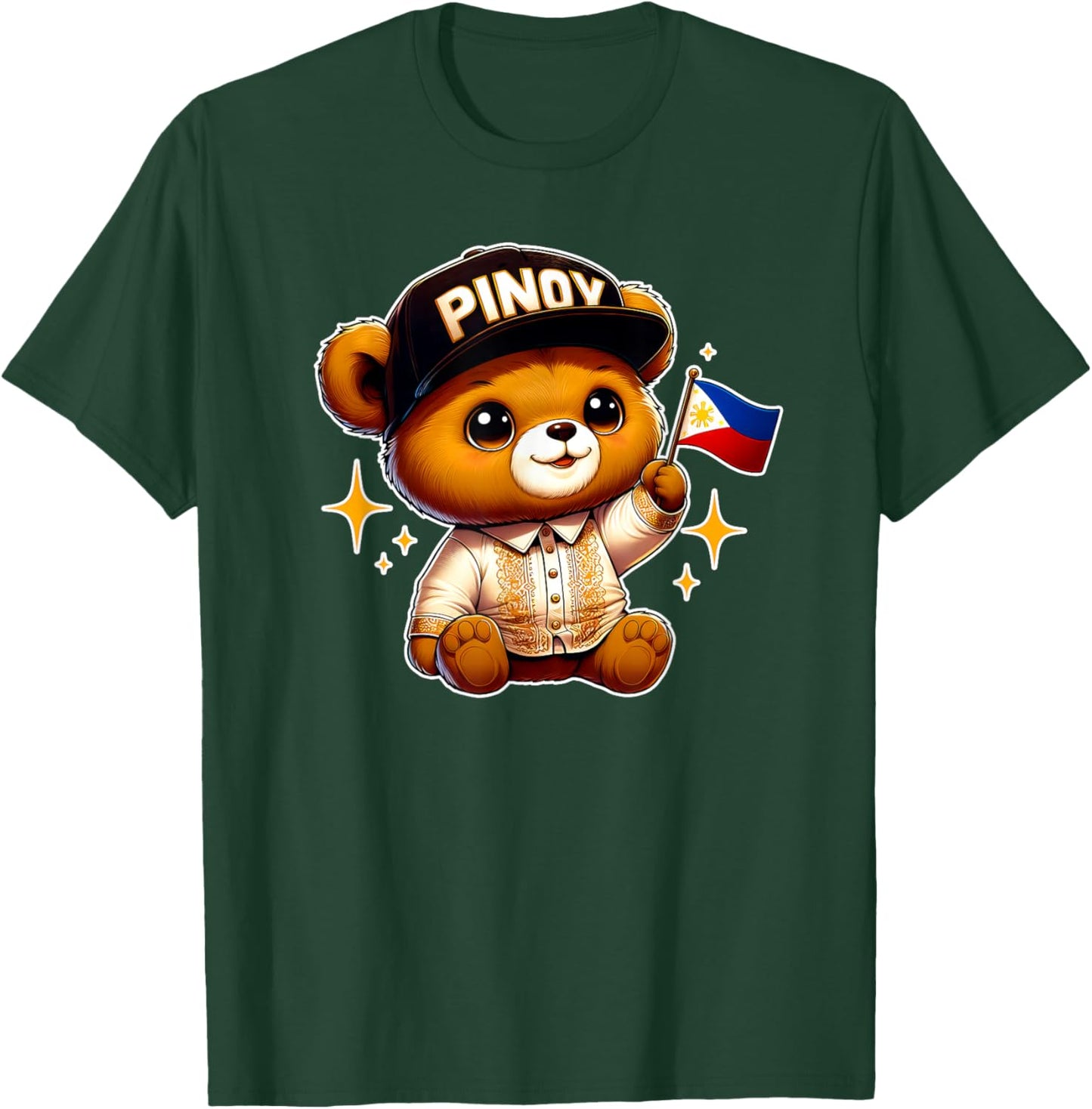 Pinoy Barong Teddy Bear Y2K Merch Philippines Flag Filipino T-Shirt - T-Shirt | Forest