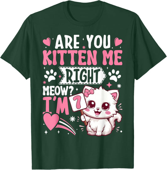 7th Birthday Shirt Girl 7 Year Old Kitten Cat Happy Bday T-Shirt - T-Shirt | Forest