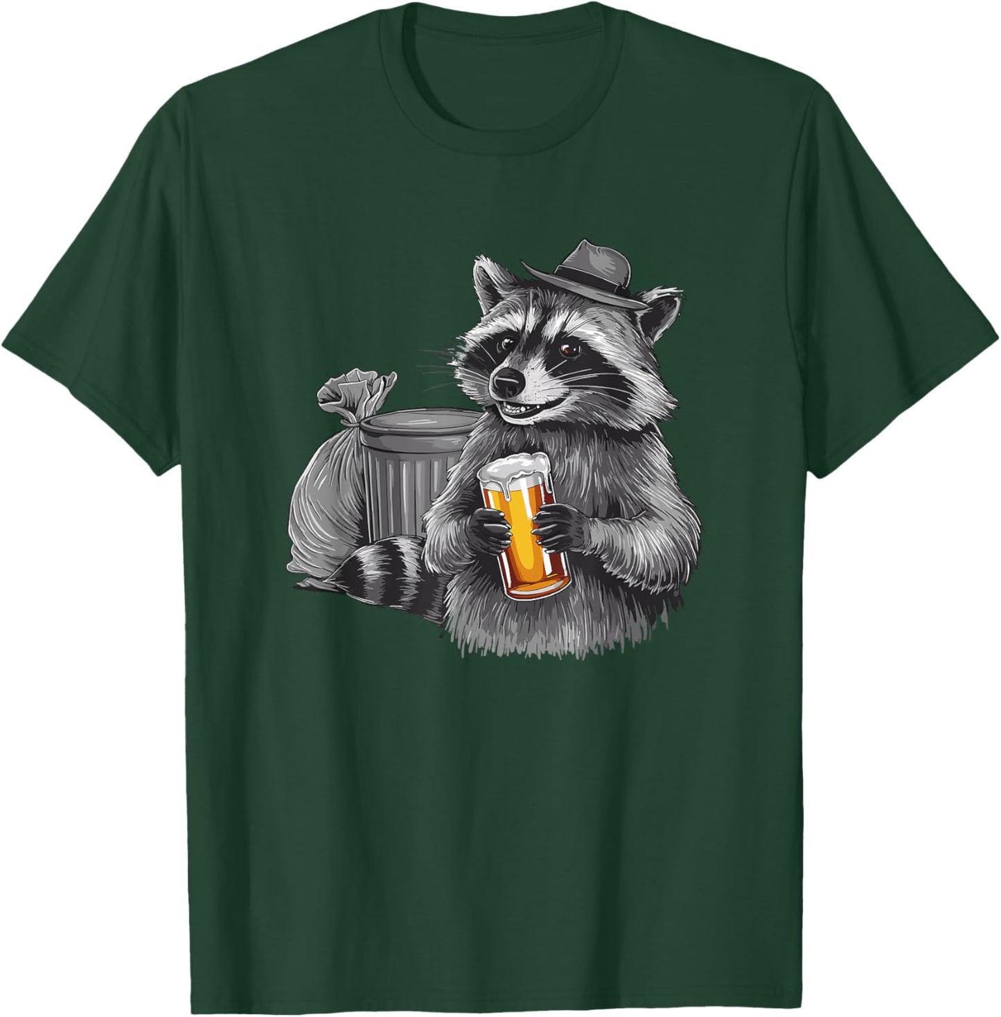 Raccoon Drinking Beer Trash Panda Raccoons T-Shirt - T-Shirt | Forest