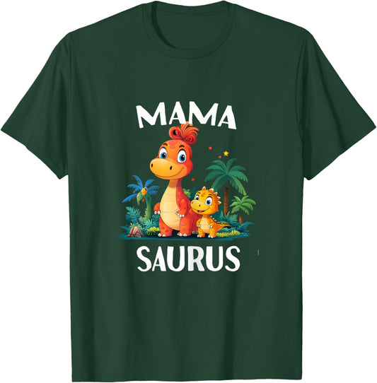 Mama Saurus Dinosaur Dino Matching Family Mom women T Rex T-Shirt - T-Shirt | Forest