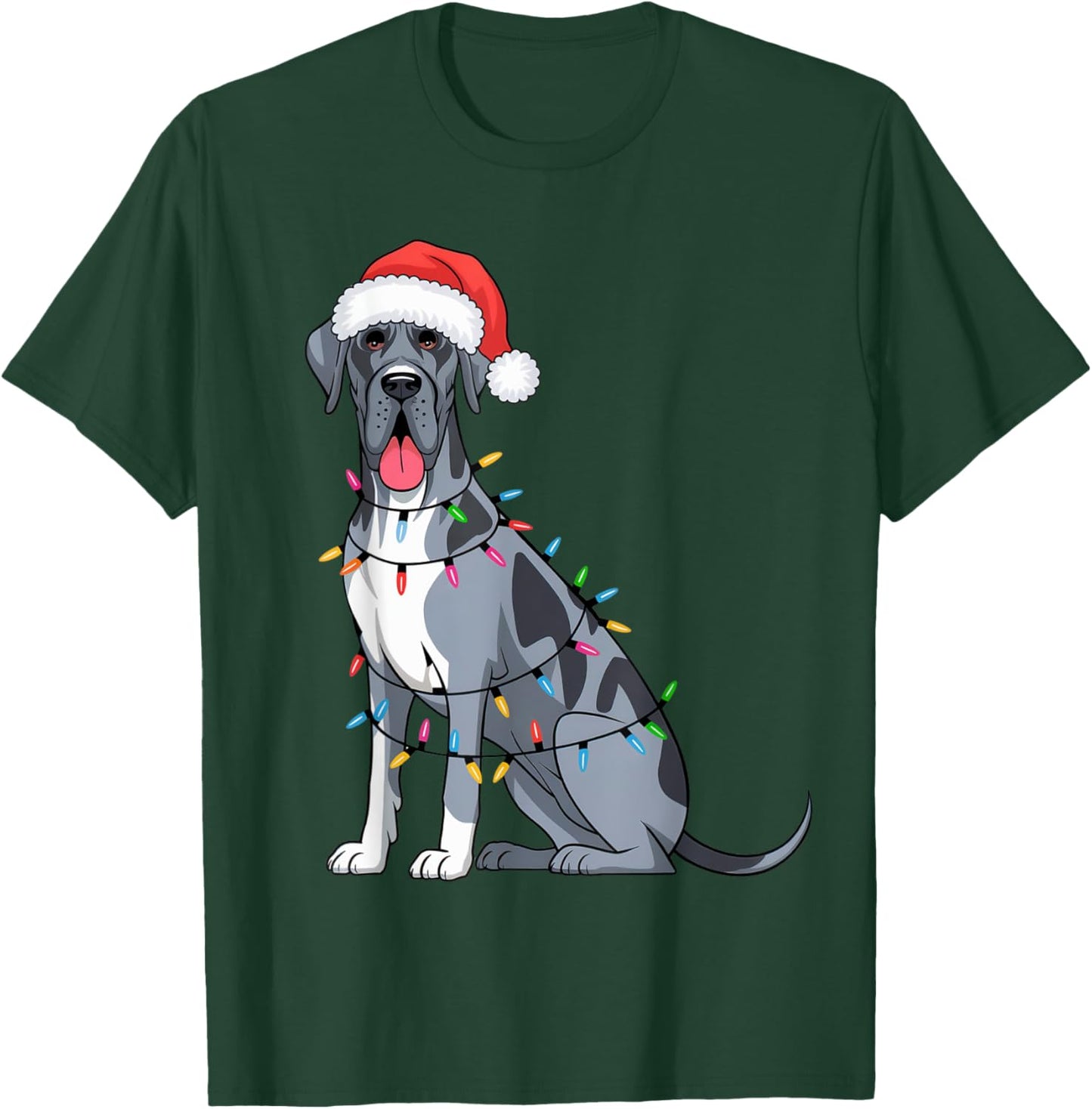 Great Dane Christmas Lights Xmas Dogs Gifts Women T-Shirt - T-Shirt | Forest
