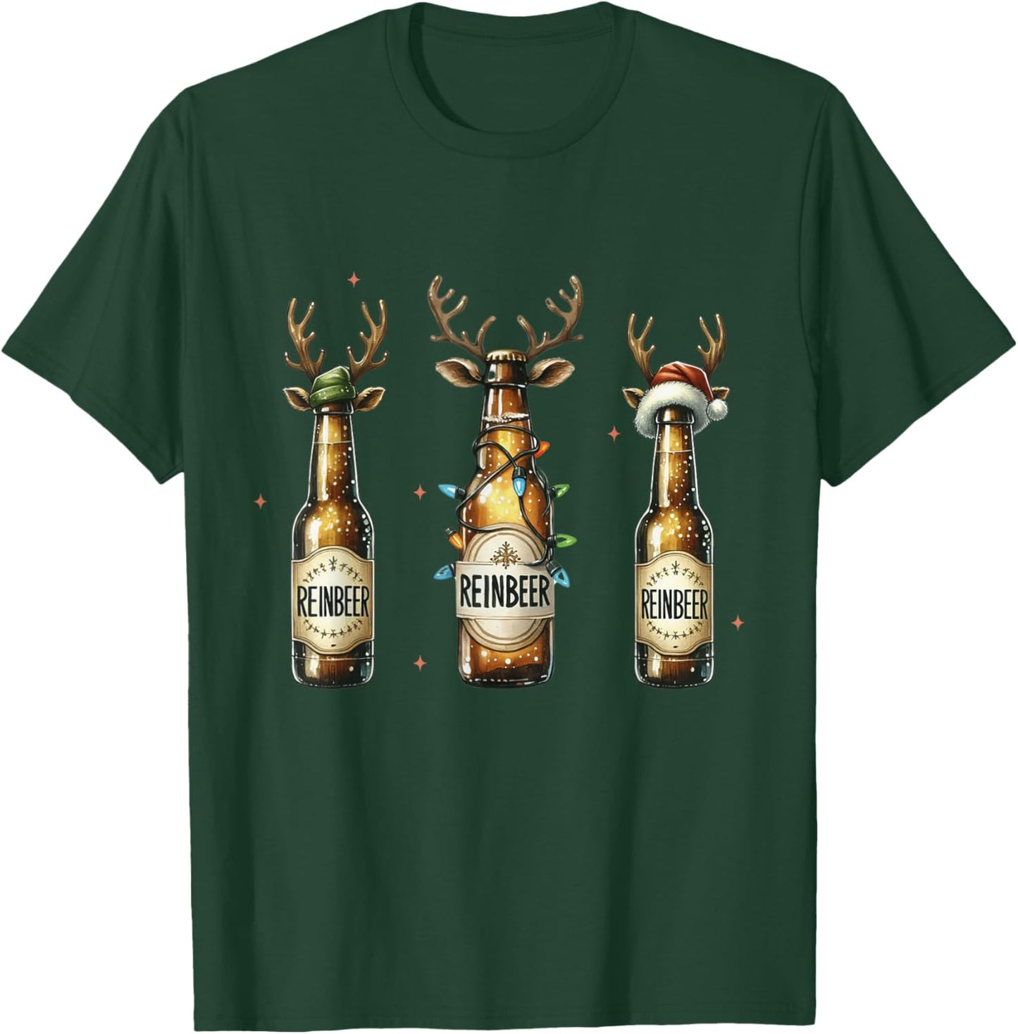 Reinbeers Funny Reindeer Beer Christmas Drinking T-Shirt - T-Shirt | Forest