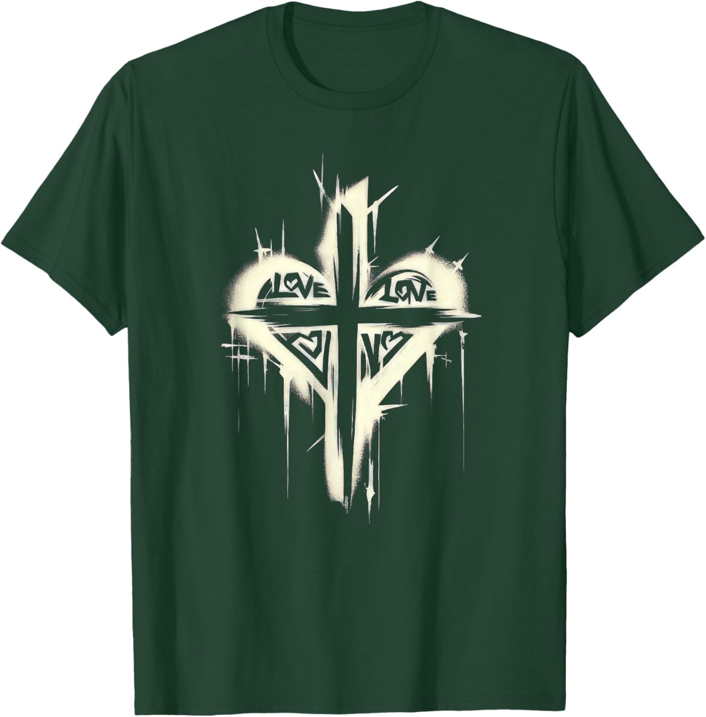 Edgy Punk Art Christian Love Cross Graffiti Graphic Design T-Shirt - T-Shirt | Forest