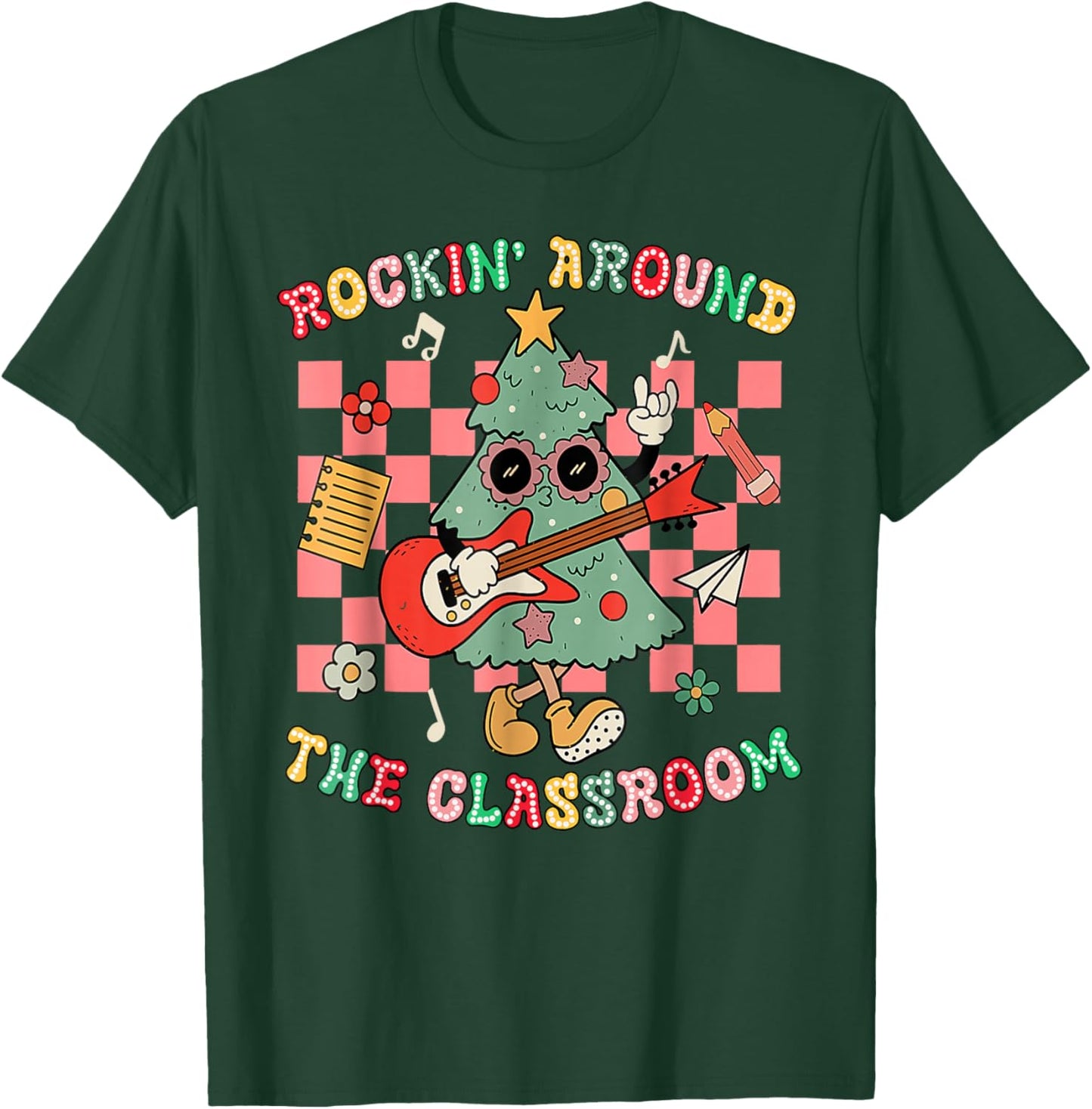 Rocking Around The Classroom Christmas Tree Funny Student T-Shirt - T-Shirt | Forest