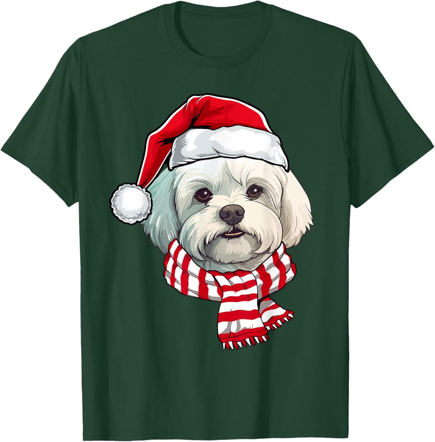 Santa Maltese Christmas Dog Lover Men Women Kids T-Shirt - T-Shirt | Forest