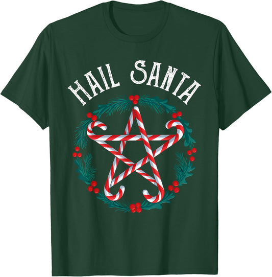 Hail Santa Candy Cane Pentagram Gothmas Funny Goth Christmas T-Shirt - T-Shirt | Forest