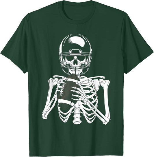 American Football Skeleton Football Player Halloween Spooky T-Shirt - T-Shirt | Forest
