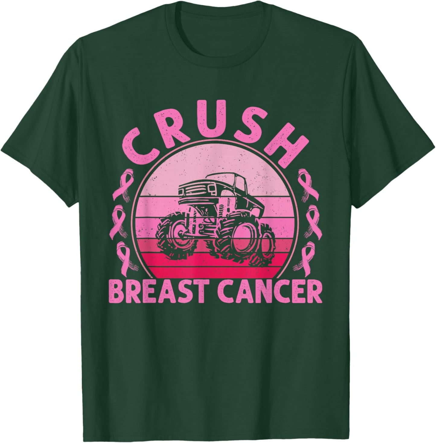 Crush Breast Cancer Awareness Women Men Boys T-Shirt - T-Shirt | Forest