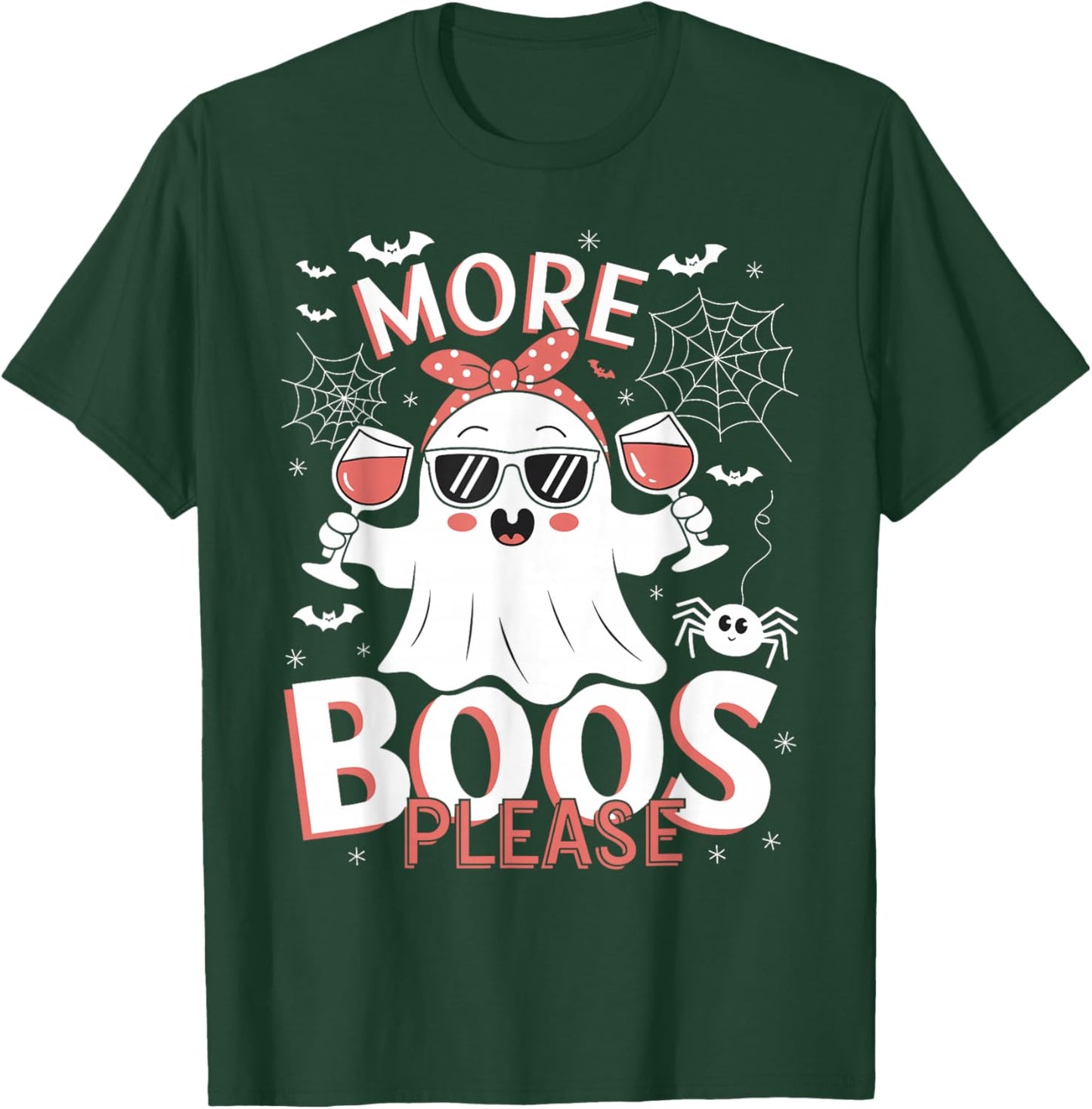 More Boos Please Ghost Wine Halloween Drinking Costume T-Shirt - T-Shirt | Forest
