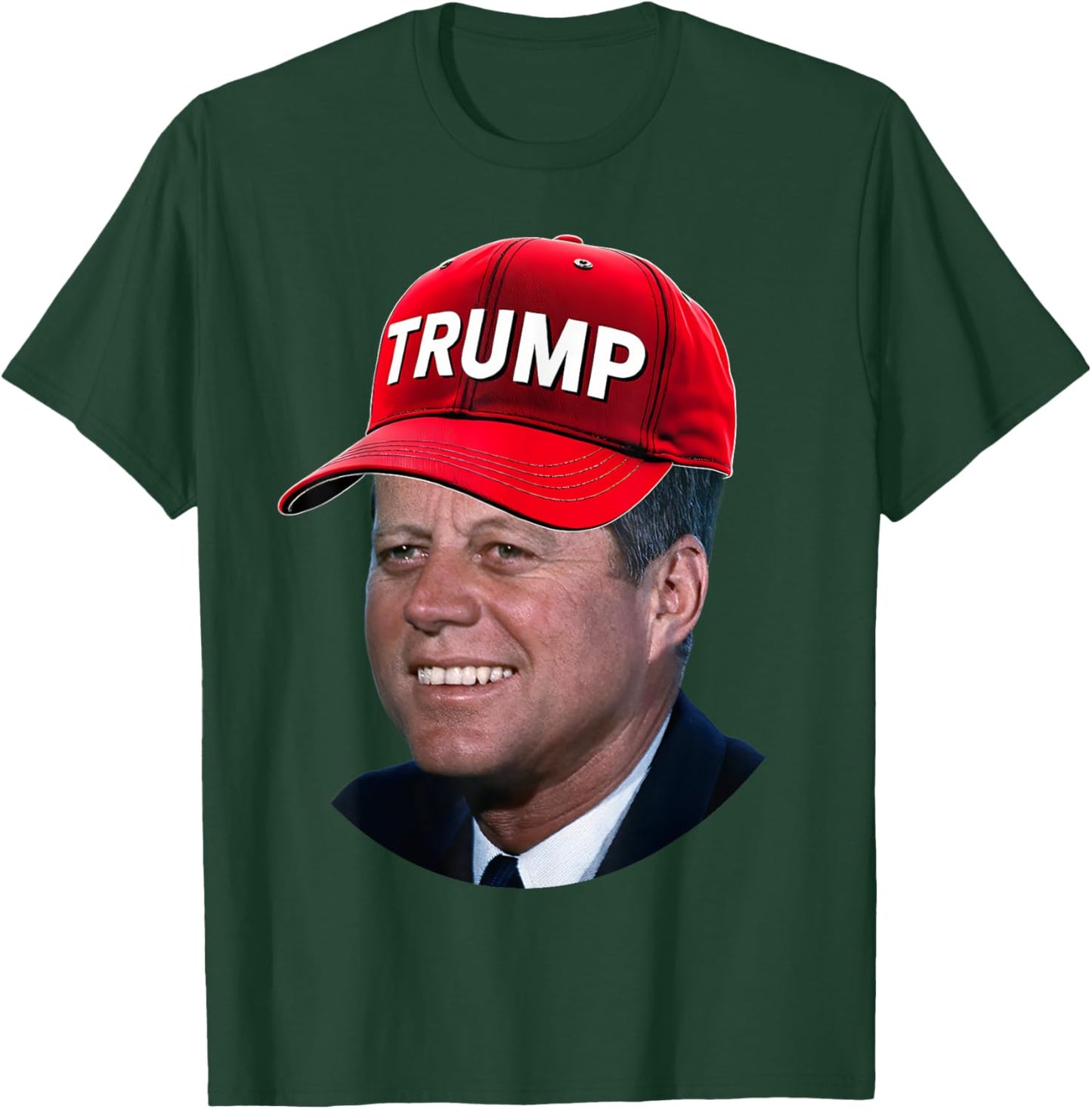 JFK Wearing Trump Hat Funny John F Kennedy Meme Graphic 2024 T-Shirt - T-Shirt | Forest