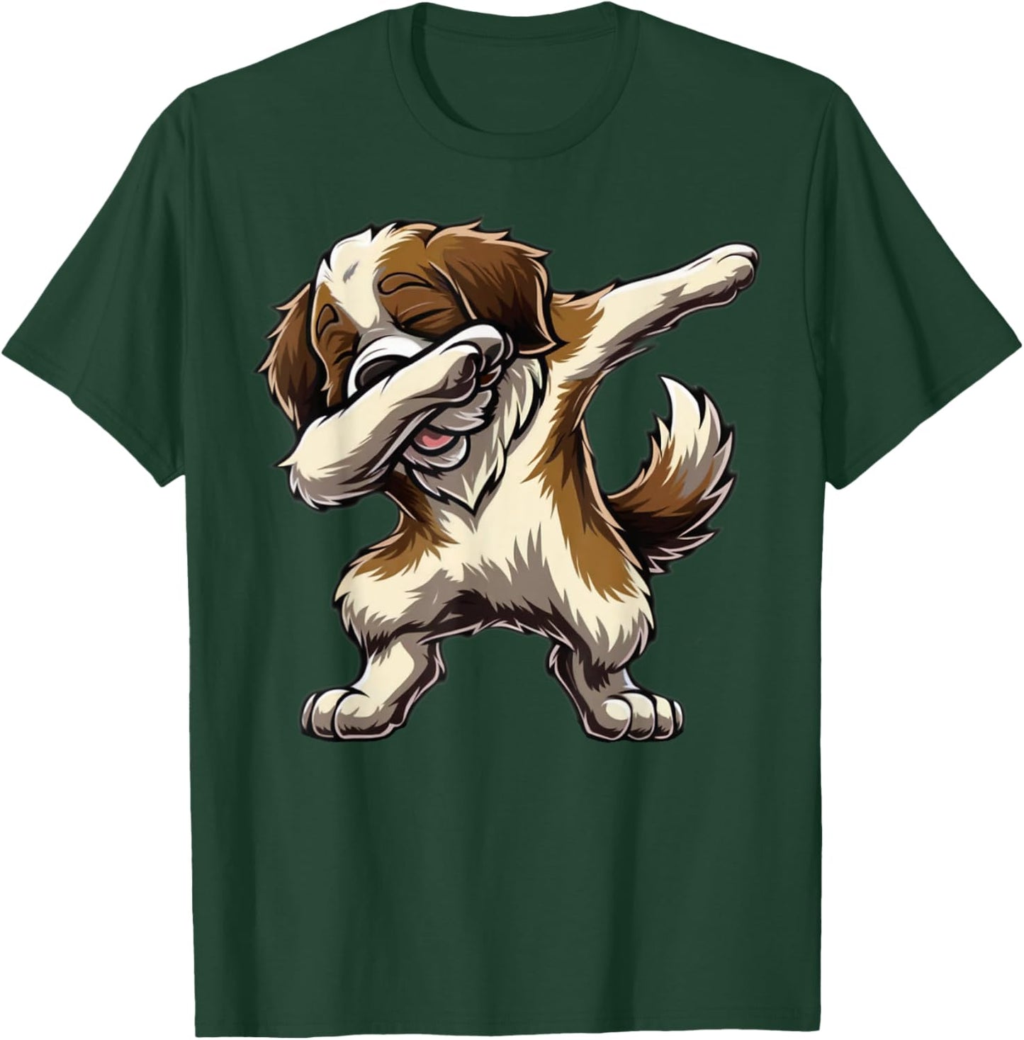 Dabbing Saint Bernard Dab Dance Dog Lover Gifts Men Women T-Shirt - T-Shirt | Forest