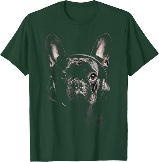 French Bulldog Dog Pet Art Music Headphone French Bulldog Women Kids T-Shirt - T-Shirt | Forest