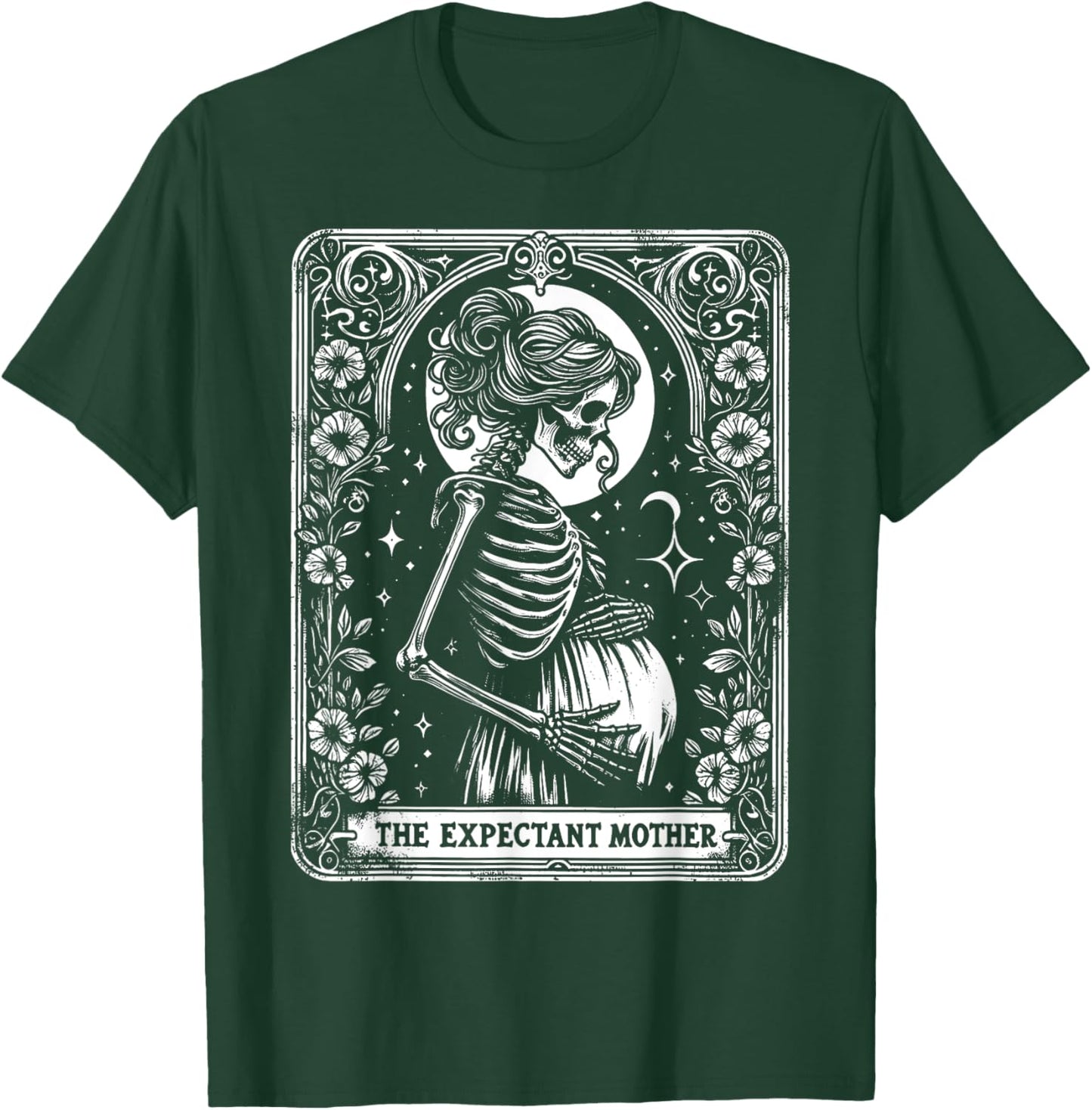 Skeleton Expectant Mother Tarot Card Pregnancy Announcement T-Shirt - T-Shirt | Forest
