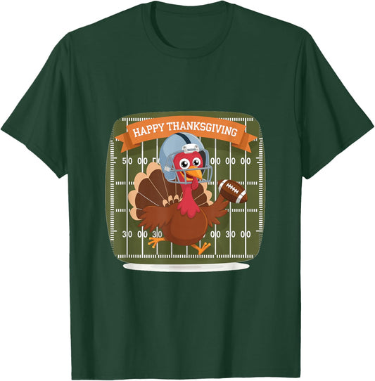 Thanksgiving Football Turkey Happy Thanksgiving T-Shirt - T-Shirt | Forest