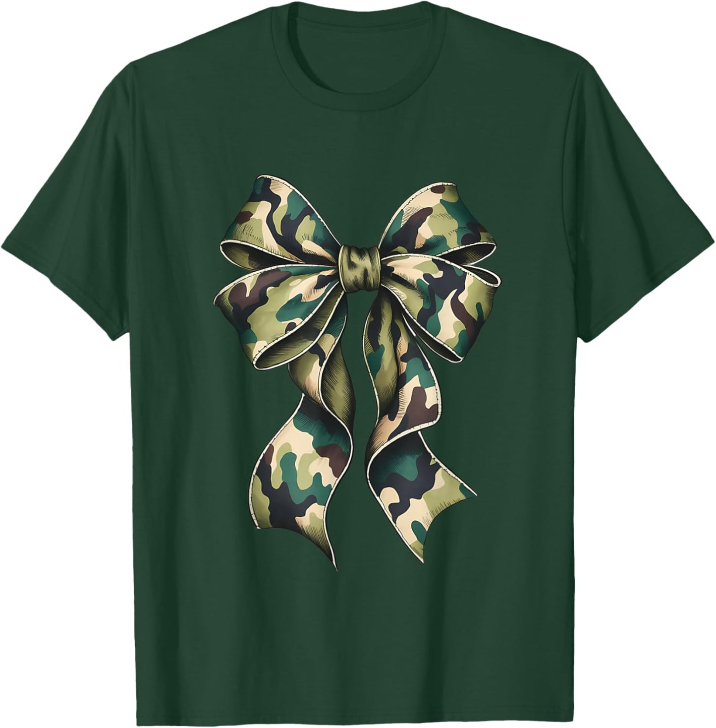 Camouflage Old Camo Bow Camo Coquette Bow Hunting Women T-Shirt - T-Shirt | Forest