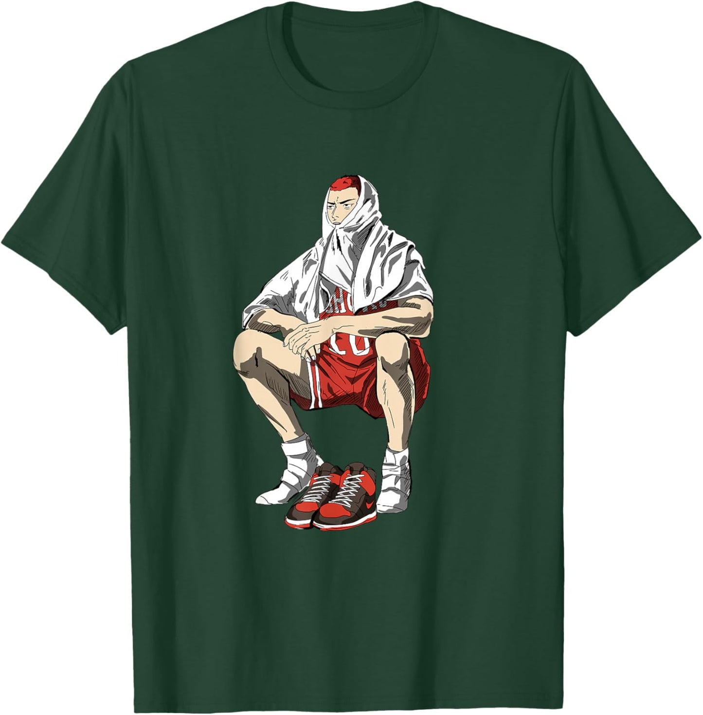 Bokchu Hanamichi Sakuragi Anime Cartoon , Black, Small, -Adults, Short Sleeve, , Casual, Trendy T-Shirt - T-Shirt | Forest