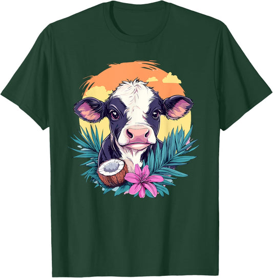 Cow And Coconut Sunset T-Shirt - T-Shirt | Forest