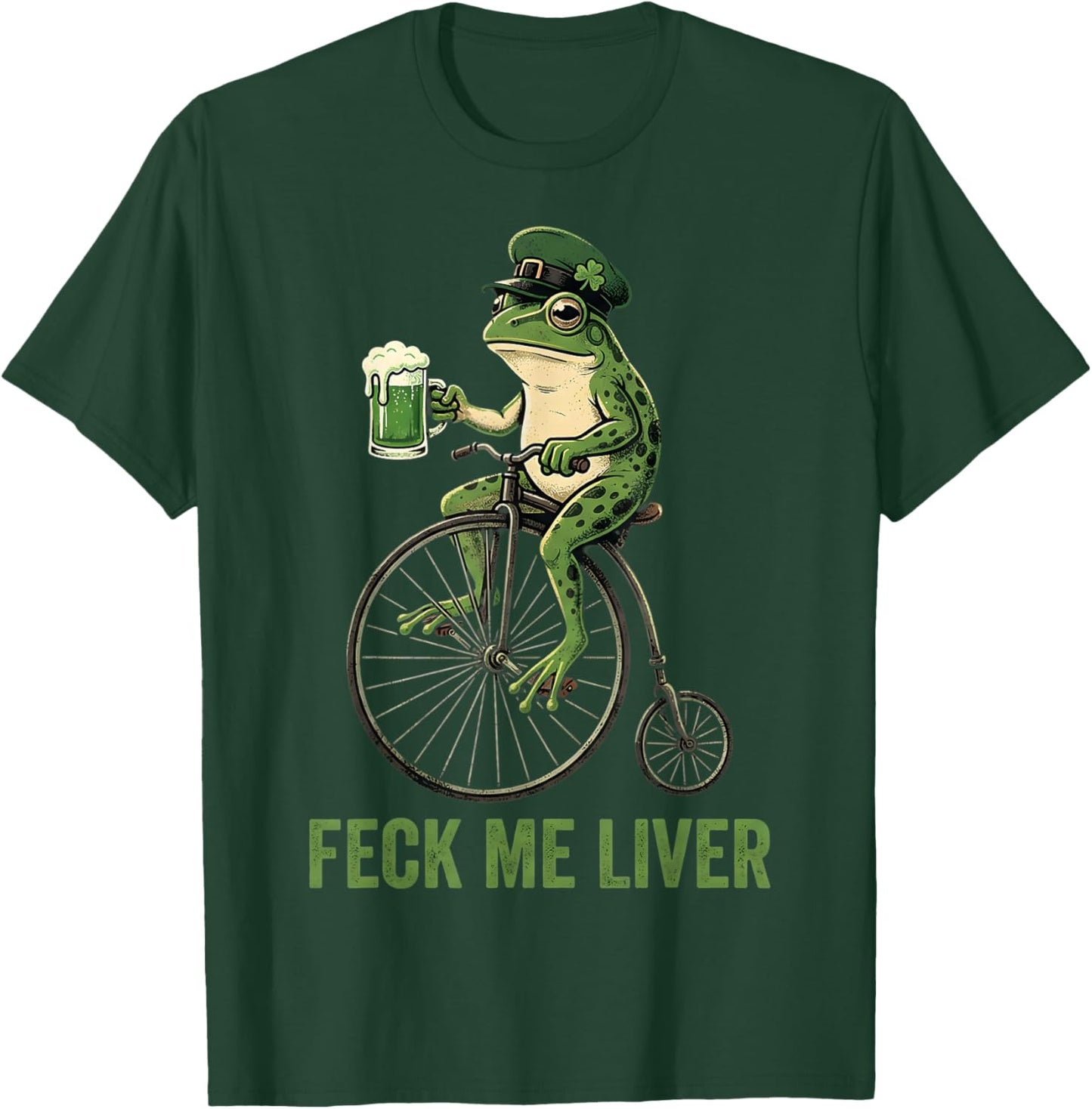 Feck Me Liver Funny Frog Drinking Beer St Patricks Day T-Shirt - T-Shirt | Forest