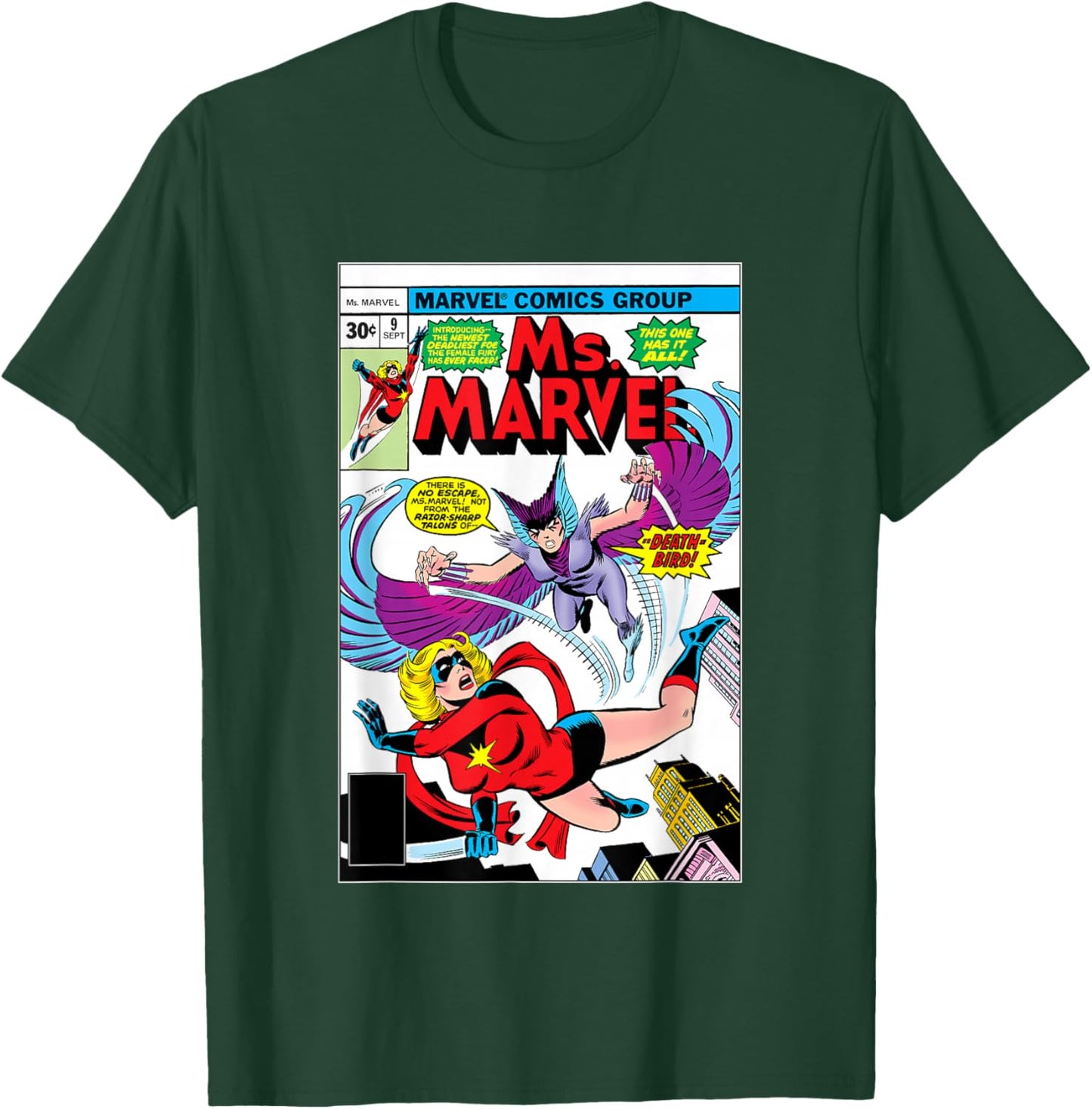Marvel X-Men Ms. Marvel VS Death-Bird Comic Book Cover T-Shirt - T-Shirt | Forest