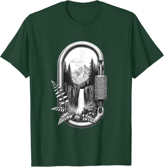 Scenic Mountain in Carabiner Frame T-Shirt - T-Shirt | Forest