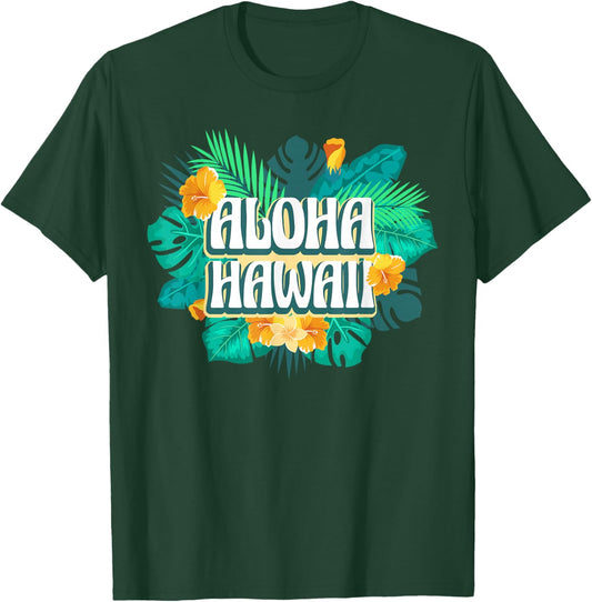 Cool Aloha Art Women Hawaii Vacation Hawaiian Aloha T-Shirt - T-Shirt | Forest