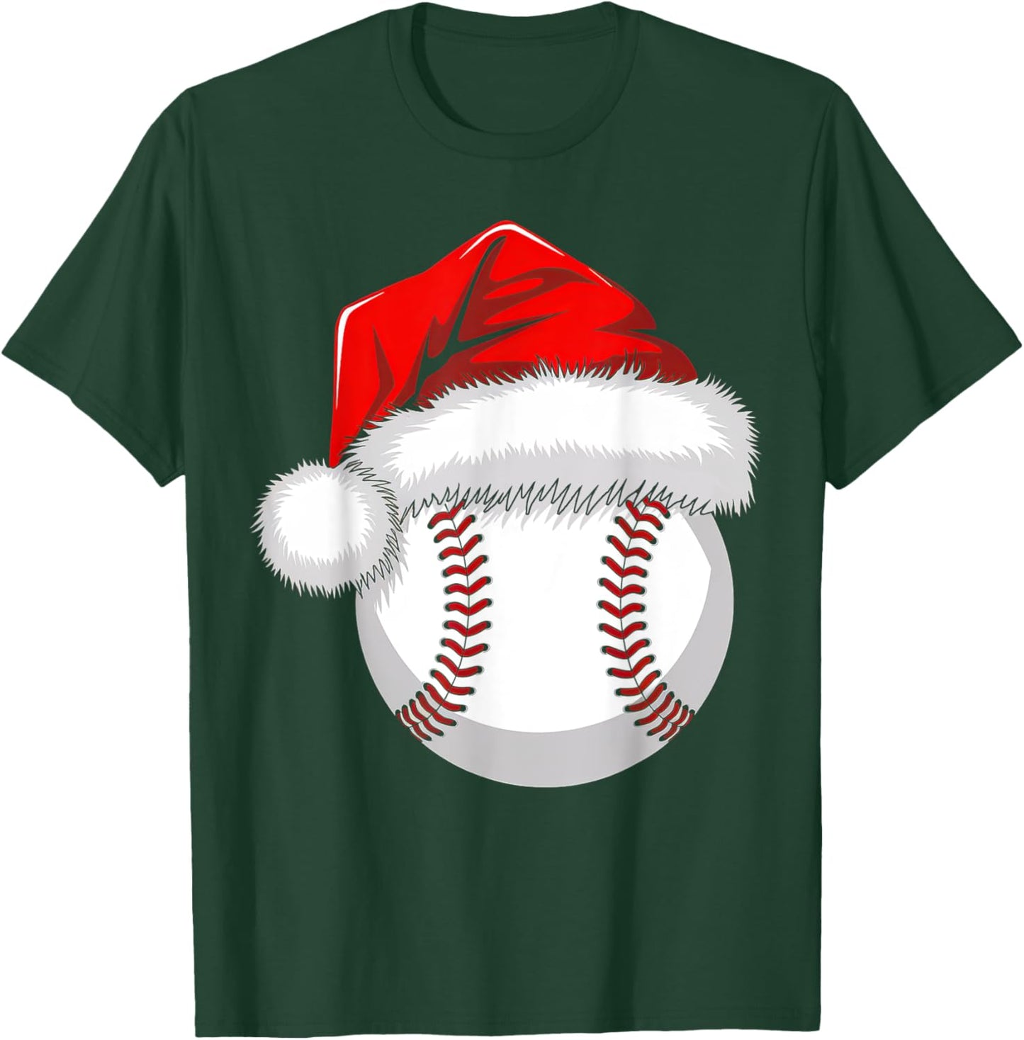 Funny Santa Hat Xmas Sport Lover Christmas Baseball Player T-Shirt - T-Shirt | Forest
