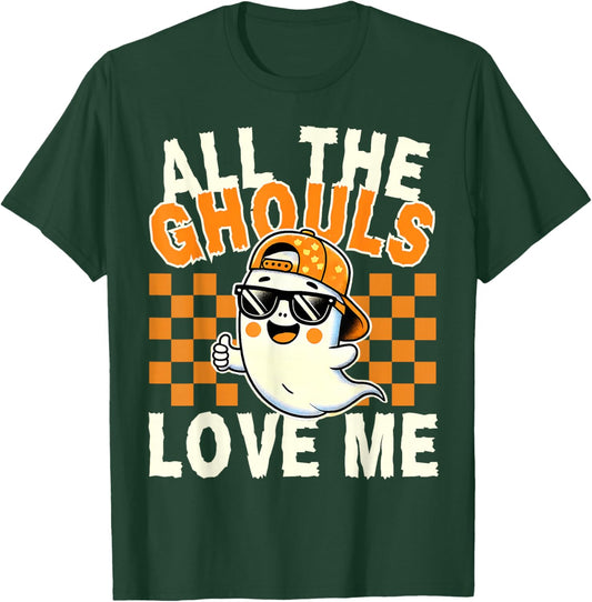 All The Ghouls Love Me Halloween Ghost Kids Boys Toddler T-Shirt - T-Shirt | Forest