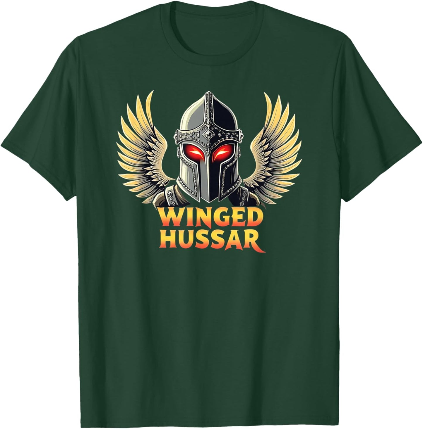 Winged Hussar - Helmet and Wings with Red Glowing Eye Slits T-Shirt - T-Shirt | Forest