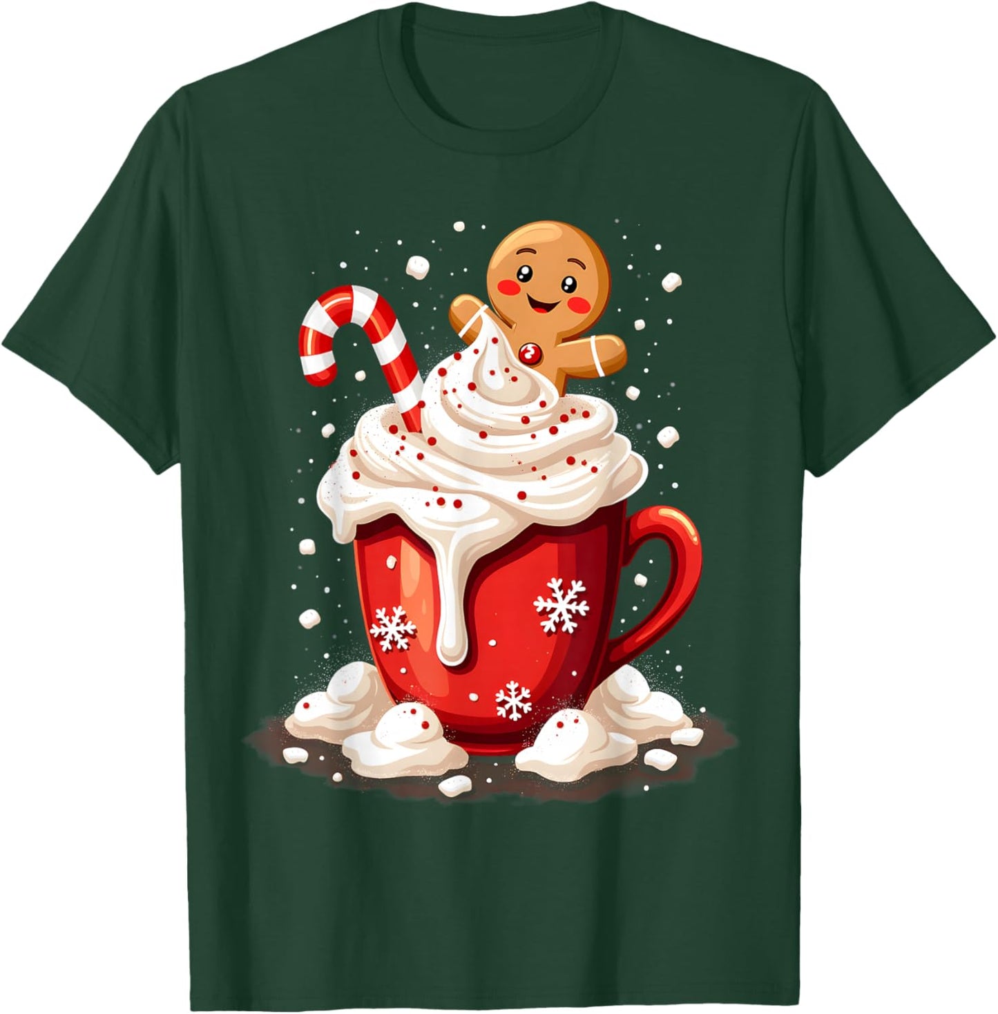 Festive Cocoa and Holiday Apparel -Child Christmas Holiday Whimsical Black Polyester 100% Small T-Shirt - T-Shirt | Forest