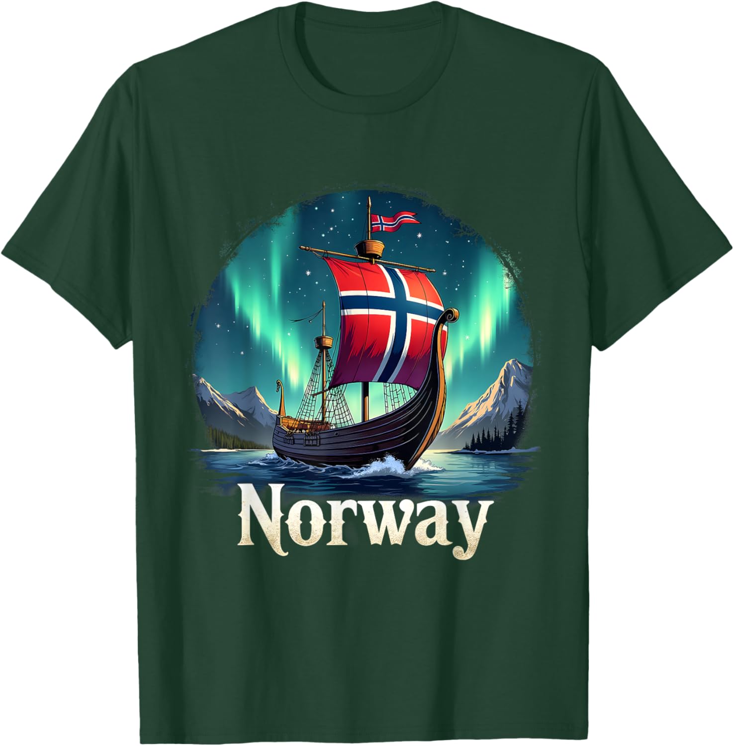 Travel To Norway Family Matching Outfits Norway Viking Ship T-Shirt - T-Shirt | Forest