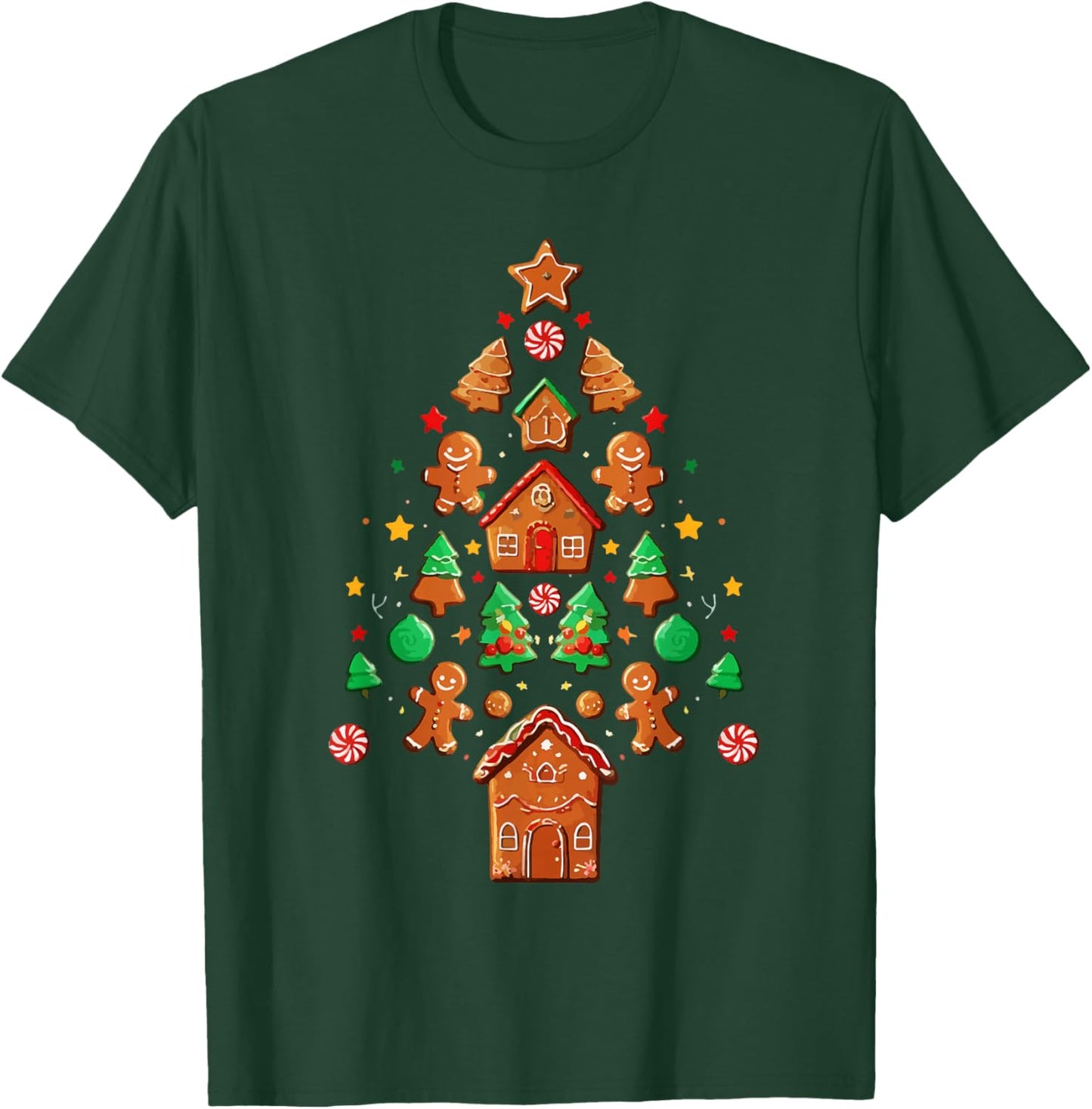 Merry Christmas Tree Gingerbread Man Xmas Cookie Costume T-Shirt - T-Shirt | Forest