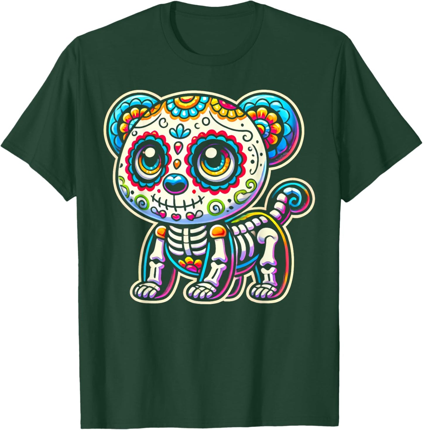 Day of the Dead Panda Sugar Skull Mexican Dia De Los Muertos T-Shirt - T-Shirt | Forest