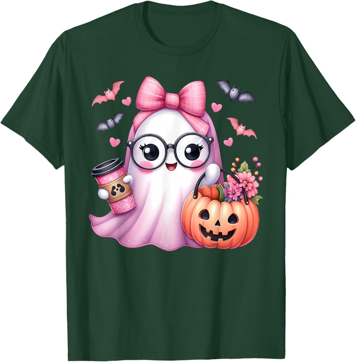 Cute Pink Ghost Boo Halloween Costume for Girl Kids Toddler T-Shirt - T-Shirt | Forest