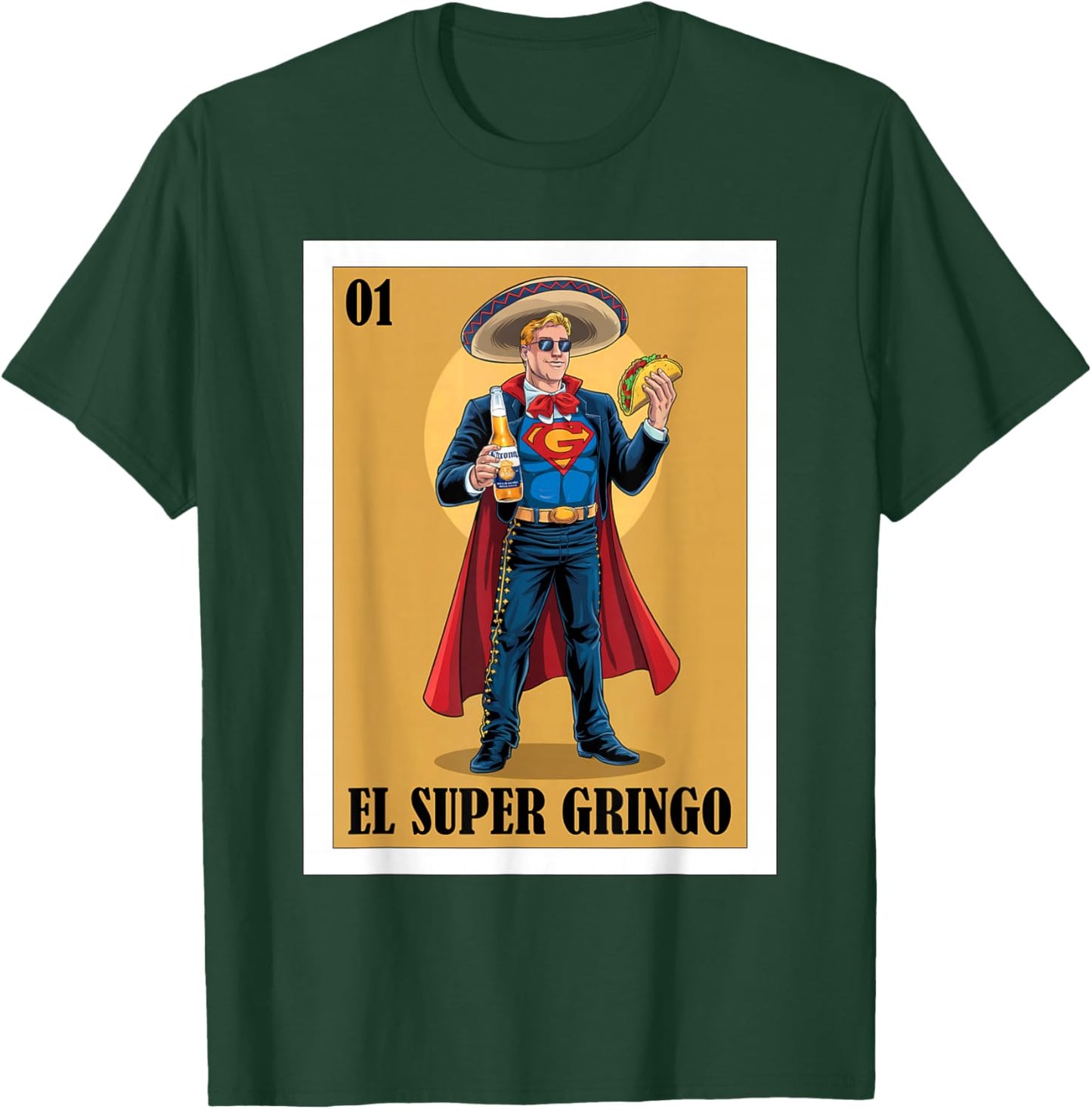 Funny Mexican Design for Blonde Guys - El Super Gringo T-Shirt - T-Shirt | Forest
