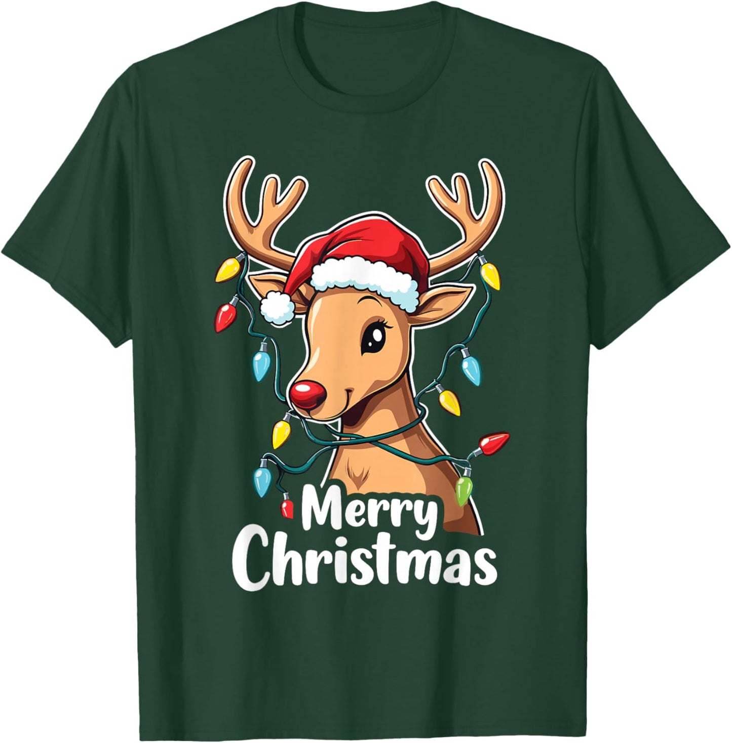 Merry Christmas Reindeer Xmas Cozy Winter Cheer T-Shirt - T-Shirt | Forest